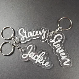 Customized Engraved Transparent Acrylic Name Keychain