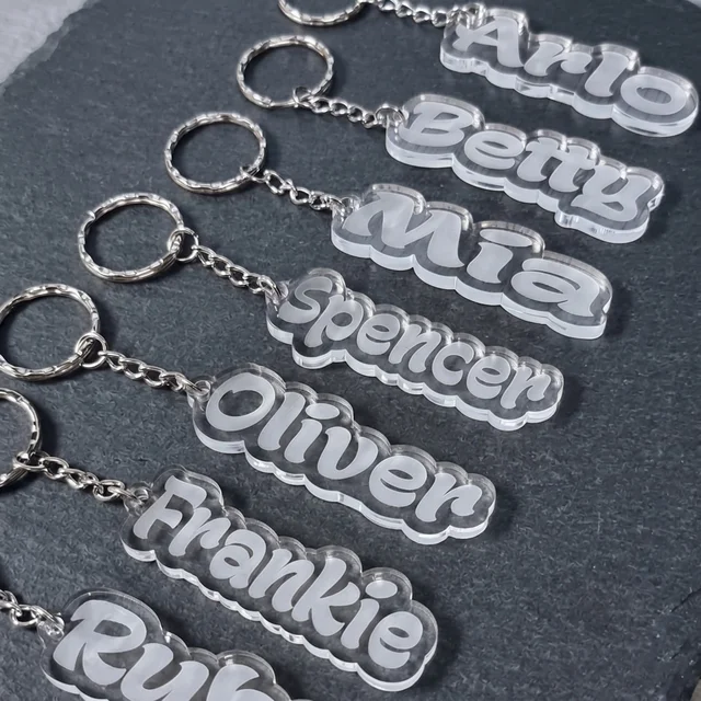 Customized Engraved Transparent Acrylic Name Keychain