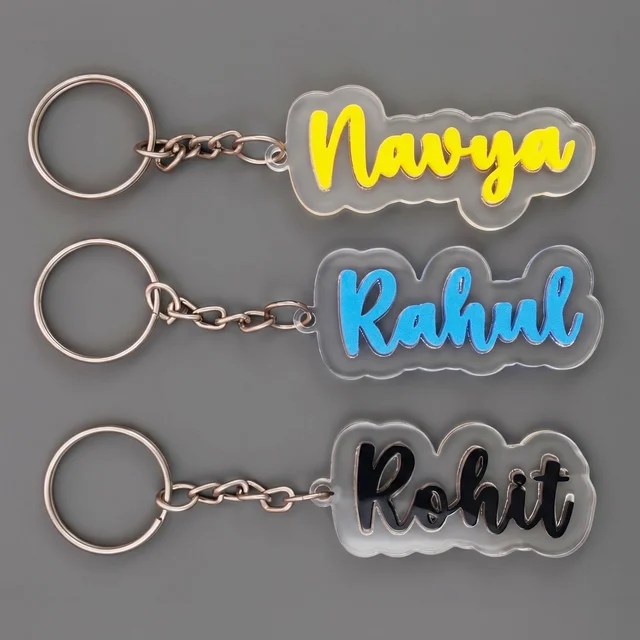 Custom Dual-Color Acrylic Name Keychain 3D Look Personalized