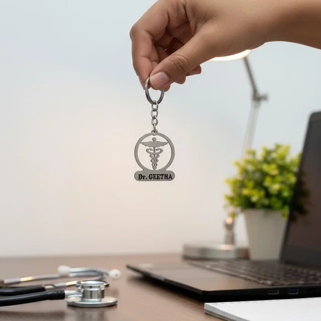 Personalised name metal Doctor keychain_M2