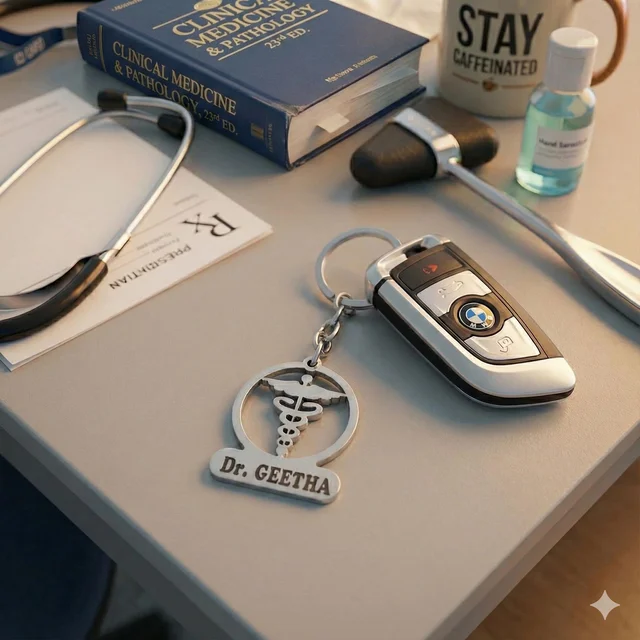 Personalised name metal Doctor keychain_M2