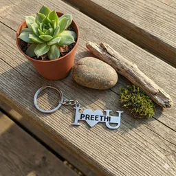 Personalised name metal I love u keychain