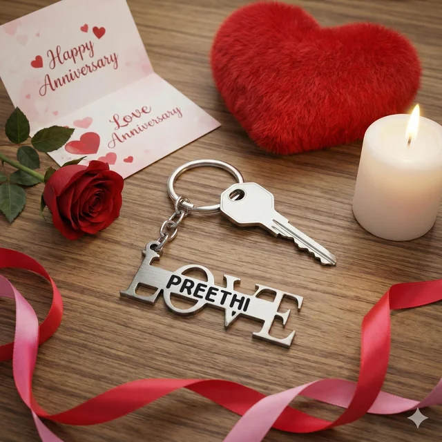 Personalised name metal LOVE keychain