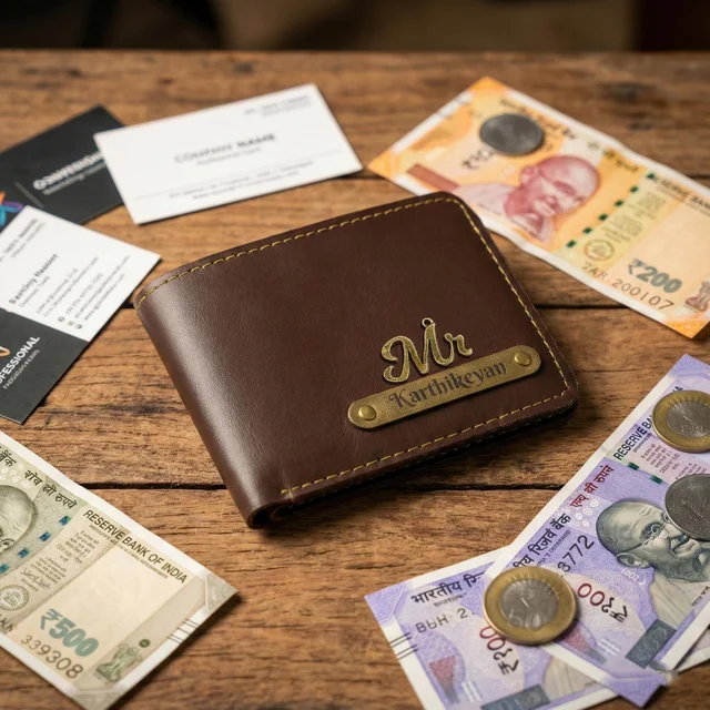 Personalized Wallet Gift for Men with name and charms
