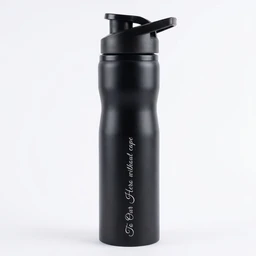 Personalised Matte Black Stainless Steel Sipper Water Bottle (500ml) with Name Engraved