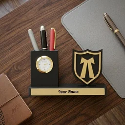 Premium Personalized Advocate Desk Organizer with Analog Clock