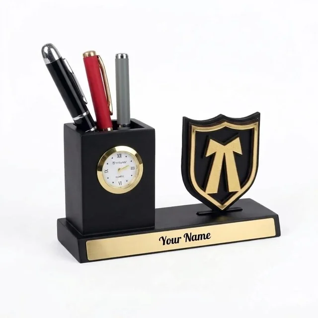 Premium Personalized Advocate Desk Organizer with Analog Clock