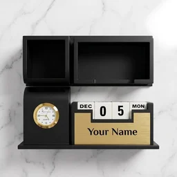Premium Personalized Office Desk Organizer with Analog Clock