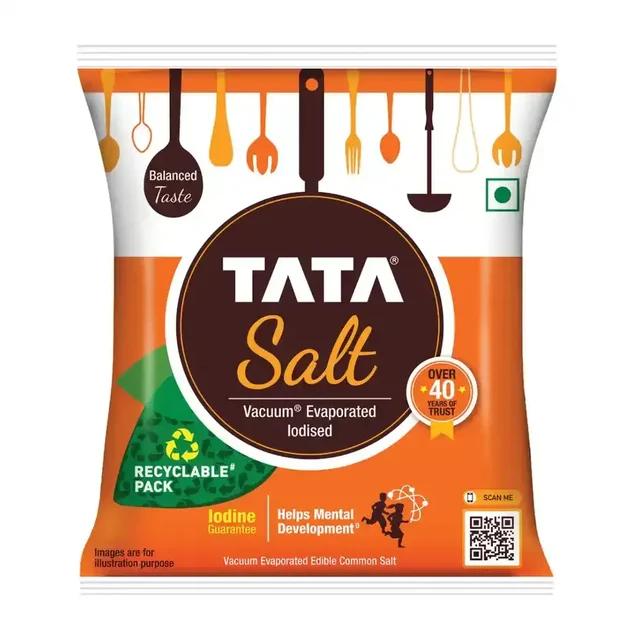 Tata Salt, Free Flowing and Iodised Namak, Vacuum Evaporated, Salt in Fresh - 1 kg