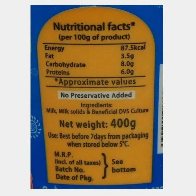 Plain Curd 400g - Cup, 400g