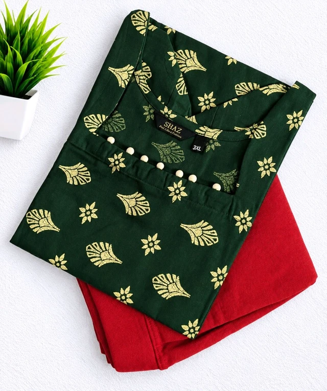 Shaz Cotton Kurti With Jeggings Combo
