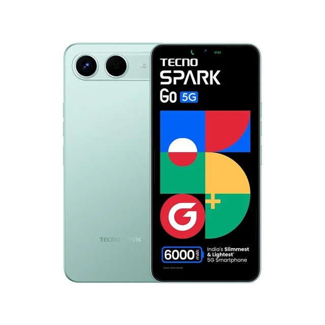 Tecno Spark GO 5G (Turquoise Green, 4GB+128GB) | Slimmest Smartphone with 6000mAh Battery | Ella AI with Indian Languages Support* | IP64 Dust and Water Resistant