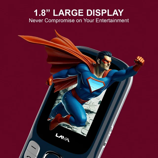 Lava A3 Torch Dual Sim Keypad Mobile Phone | 1750mAh Big Battery | Quad Strip Torch & Slide Button | 1.8" Large Display | Vibration Alert | 7 Language Support -