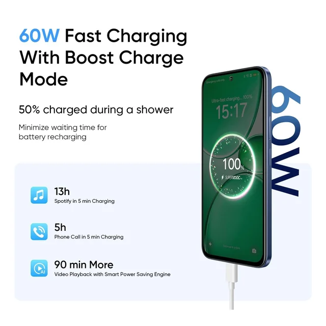 realme 15X 5G Smartphone 8+128GB Marine Blue, 6.8-inch Screen, 144Hz Display,7000mAh Battery, 60W Fast Charging, 50+50MP AI Camera,Dimensity 6300 6nm Octa-core chipset Processor, IP69
