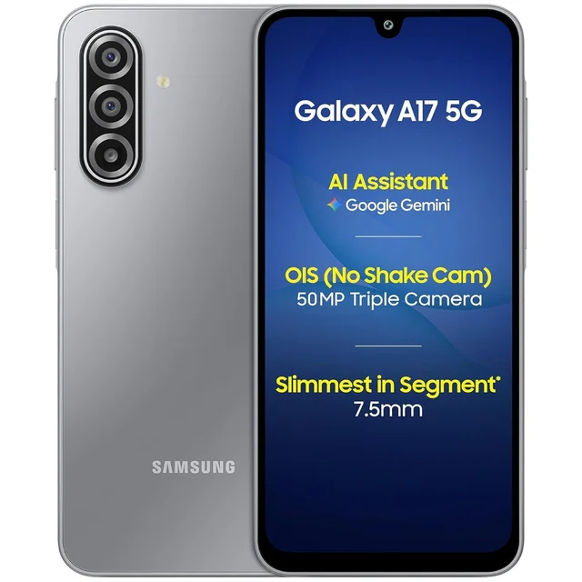 Samsung Galaxy A17 5G (Gray, 6GB RAM, 128GB Storage) | with Travel Adapter | 50 MP No Shake Camera | Gemini Live | Circle to Search | Super AMOLED | Corning Gorilla Glass Victus | 7.5mm Sleek | AI - Gray