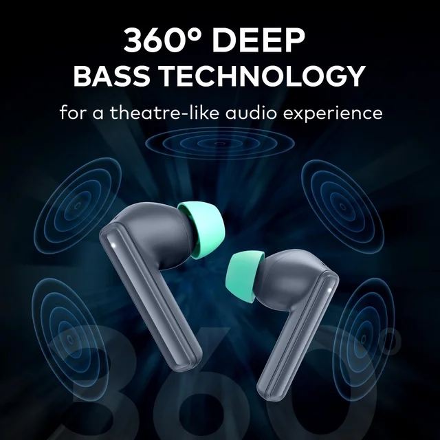 Itel Rhythm with 360° Deep Bass, 10mm Dynamic Driver, AI ENC for Clear Calls, 30H Playtime, Fast Charging, BT V5.3, IPX5 Water Resistance