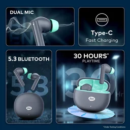 Itel Rhythm with 360° Deep Bass, 10mm Dynamic Driver, AI ENC for Clear Calls, 30H Playtime, Fast Charging, BT V5.3, IPX5 Water Resistance