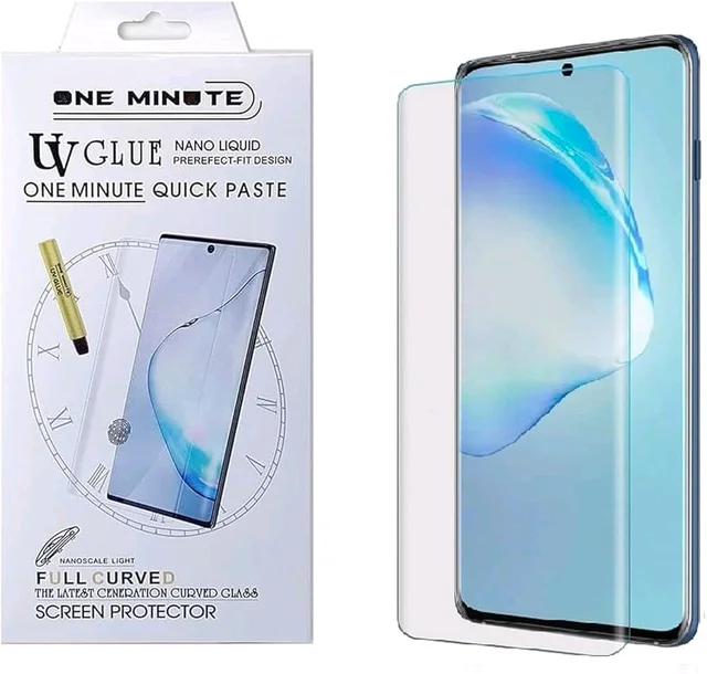 GET IN THE GAME Ultra UV Tempred Glass Full Curved, UV Glue one minute Quick Paste Perfect Fit Design Edge to Edge Ultra Clear UV Glass Compatible with Galaxy S23 Ultra