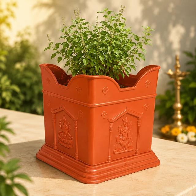 GrowGreen Tulsi Plastic Pots | Big 10 Inches - 10 Inches, White