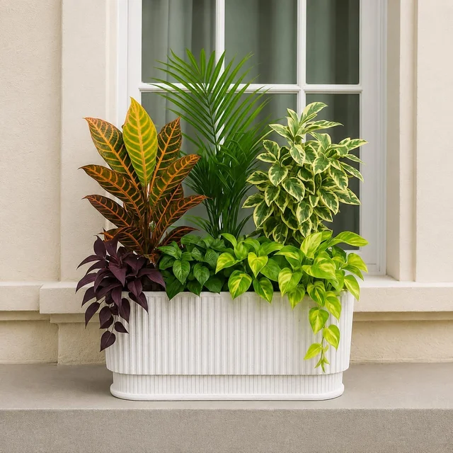 Flutex Window | Stylish Urban Design Rectangle Pot - Marble White