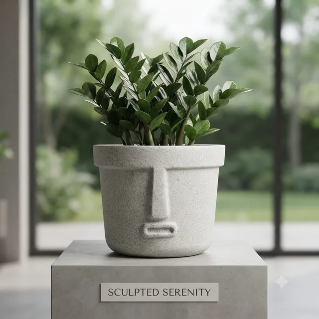 Heaven | Sculpted Premium RotoMould Planter - 16 Inches, Marble Biege