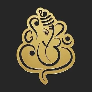 Golden Mirror Acrylic Ganesh Ji