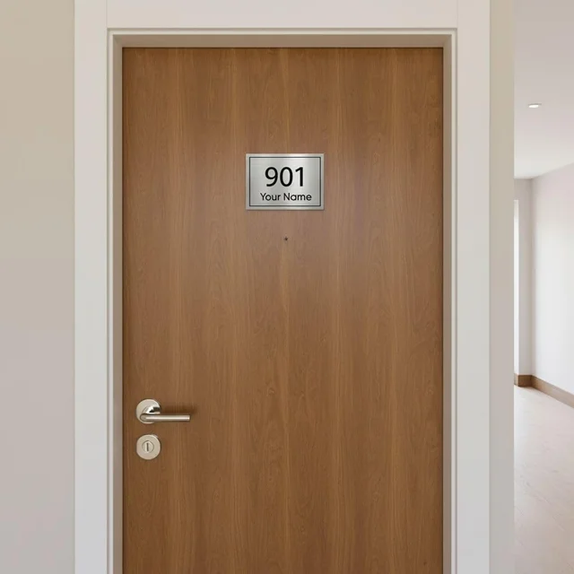 Personalized House Number Sign for Home & Office | Premium Brushed Finish | Modern, Weatherproof(Self-Adhesive) | 6x6 Inch - Silver