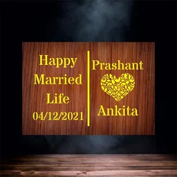 Personalized Wedding Date Lamp - Custom Wooden Love Name Light for Couples, Unique Romantic Gift for Weddings & Anniversaries - 103
