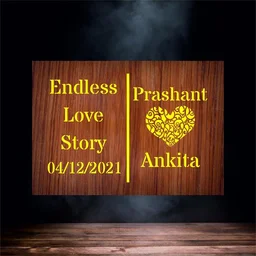 Personalized Wedding Date Lamp - Custom Wooden Love Name Light for Couples, Unique Romantic Gift for Weddings & Anniversaries - 103