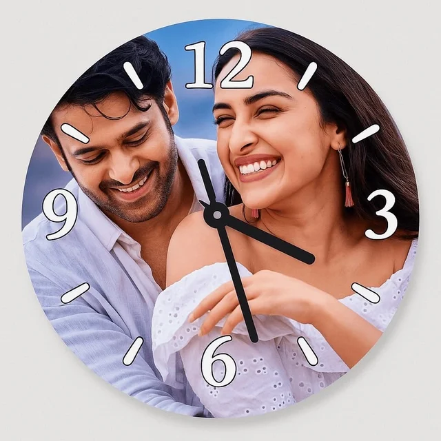 Personalized Round Wall Clock - Custom Photo Wall Clock for Couple, Family, Love, Collage| Customized Gift for Birthday, Anniversary, Wedding. for Room/Home/Kitchen/Bedroom/Office/School (Round) - 15x15 Inch