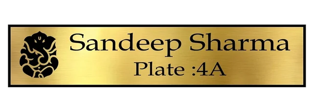 Customized Self Adhesive Acrylic Name Plate| Black Acrylic and Gold Engraving Sheet (Black and Gold)