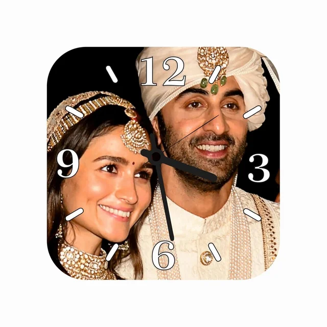 Custom Picture Clock with Multiple Patterns | Elegant Wall Décor | Ideal Gift for Family, Couples & Celebrations Customised (Square) - 15x15 Inch