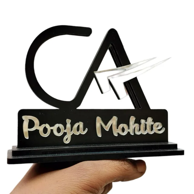 Chartered Accountant CA Office Desk Name Plate Crafted with Imported MDF nd Mirror Acrylic | with New CA Logo | Best Gift for CA