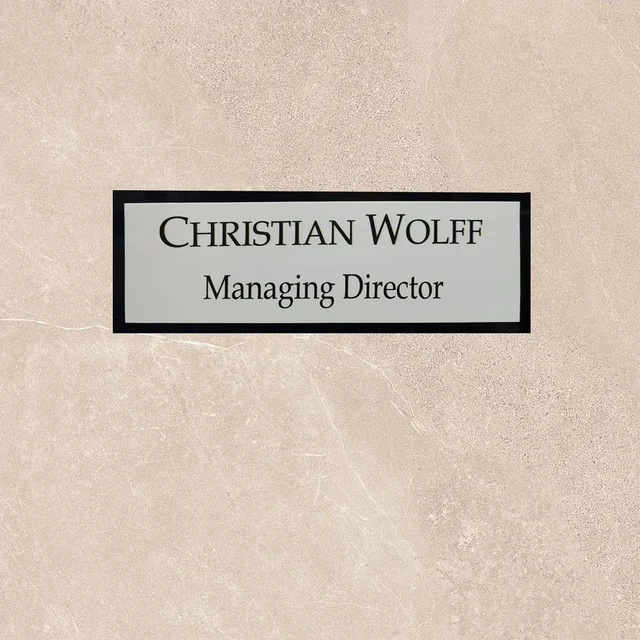 Customized Self Adhesive Acrylic Name Plate| Black Acrylic and SIlver Engraving Sheet (Black and Silver)