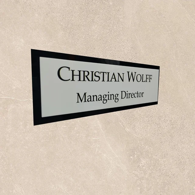 Customized Self Adhesive Acrylic Name Plate| Black Acrylic and SIlver Engraving Sheet (Black and Silver) - 12x4 Inch
