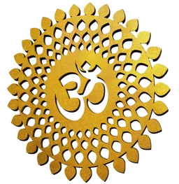 Om Round Decorative Wall Art Mdf Wooden Om Chakra For Temple, Living Room, Bedroom, Office, Hotel, Home Decor Items, Gift Item, Mandala Wall Hanging For House Decoration - 12x12 Inch