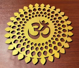 Om Round Decorative Wall Art Mdf Wooden Om Chakra For Temple, Living Room, Bedroom, Office, Hotel, Home Decor Items, Gift Item, Mandala Wall Hanging For House Decoration - 12x12 Inch