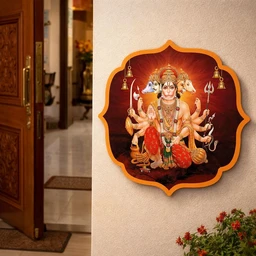 Panchmukhi Hanuman Acrylic Wall Frame Door Vastu Dosh Rectification Remedy Of Home, Office And Factory Acrylic Photo Poster with self adhesive tape - 4 x 4 Inch