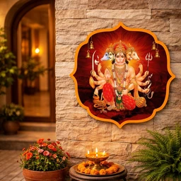 Panchmukhi Hanuman Acrylic Wall Frame Door Vastu Dosh Rectification Remedy Of Home, Office And Factory Acrylic Photo Poster with self adhesive tape - 4 x 4 Inch
