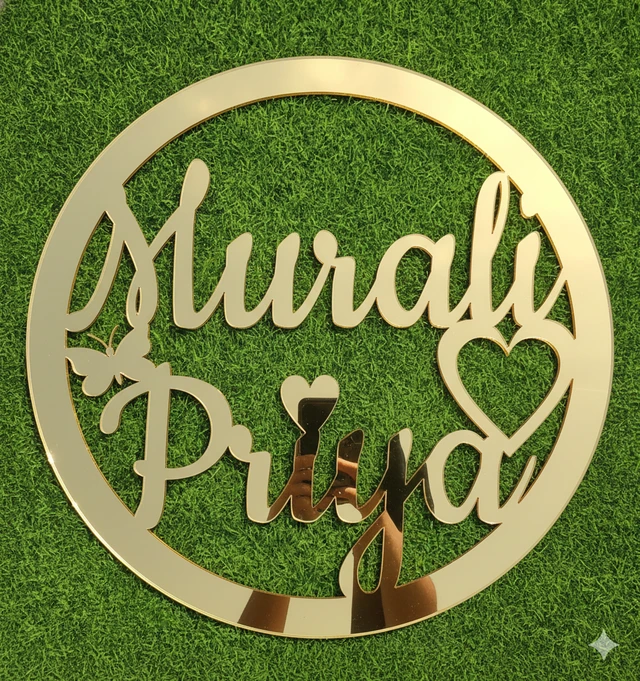 Custom Couple Name Plate – Golden Acrylic Round