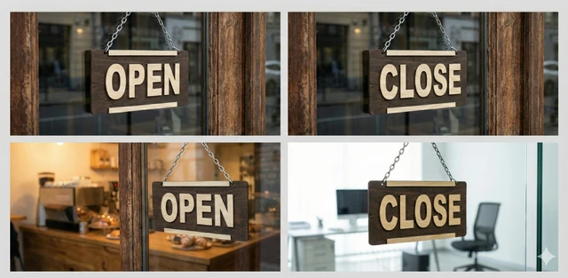 Wooden Reversible Hanging Door Signage - Rustic 3D Letter Design (8 x 4 Inches, Brown) - 3D