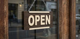 Wooden Reversible Hanging Door Signage - Rustic 3D Letter Design (8 x 4 Inches, Brown) - 3D