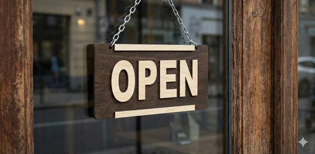 Wooden Reversible Hanging Door Signage - Rustic 3D Letter Design (8 x 4 Inches, Brown) - 3D