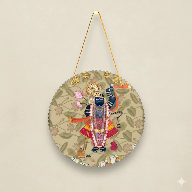 Pichwai Art Wooden Wall Hanging Decoration Items 8x8 Inch
