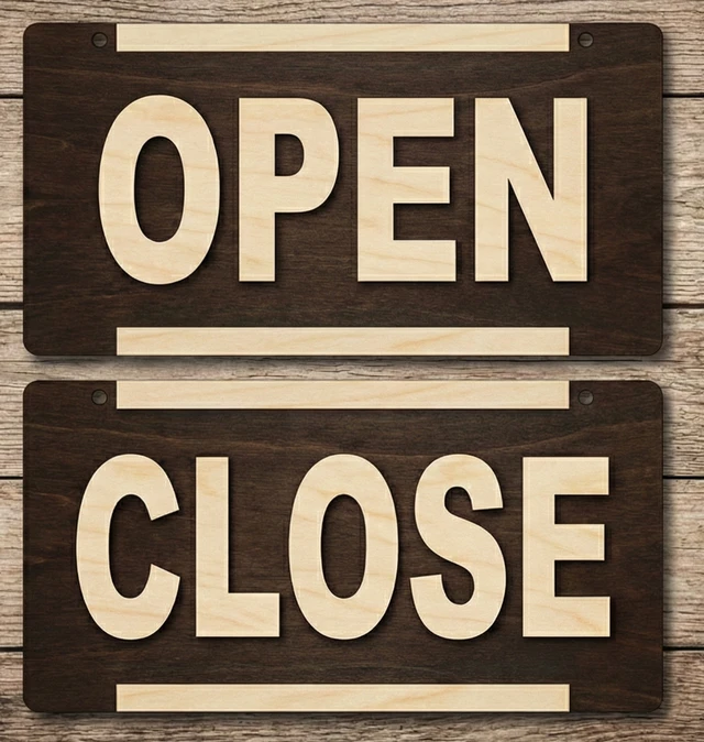 Wooden Reversible Hanging Door Signage - Rustic 3D Letter Design (8 x 4 Inches, Brown)