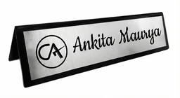 Customized Name Plate for Office Desk (10x2.5 Inch) - Premium Acrylic Table Top Name Board with Logo - Personalized Gift for Boss, Doctor, Lawyer, Teacher - Custom Text Both Sides Available - Golden