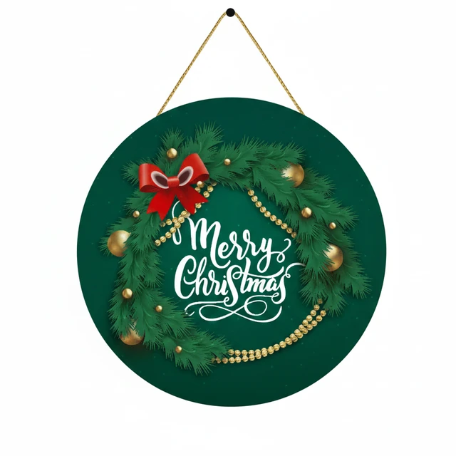 Marry Christmas Round with hanging 8x8 Inch
