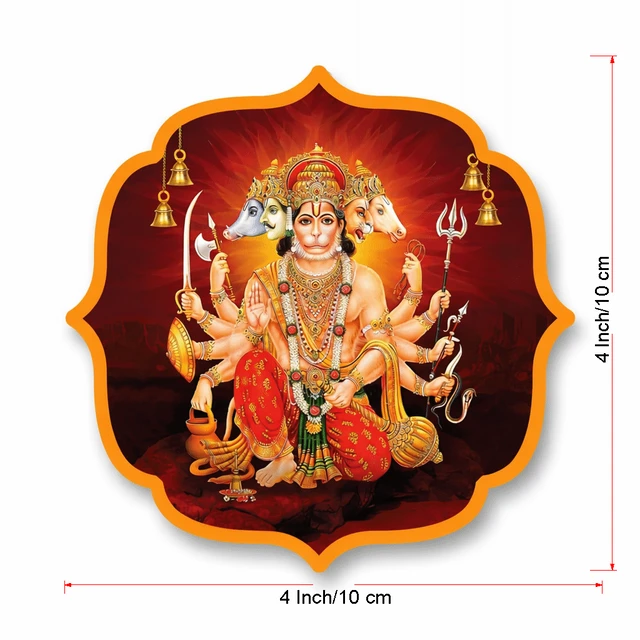 Panchmukhi Hanuman Acrylic Wall Frame Door Vastu Dosh Rectification Remedy Of Home, Office And Factory Acrylic Photo Poster with self adhesive tape - 4 x 4 Inch