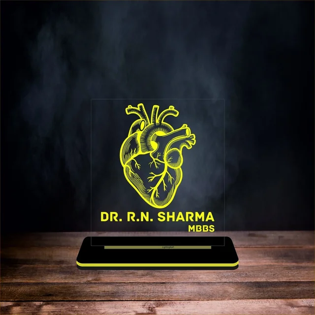 Customized Anatomical Heart 3D Illusion LED Lamp – Personalized Gift for Doctors, Cardiologists, & Medical Students | Engraved Name Night Light for Clinic Desk, Office & Bedroom Decor