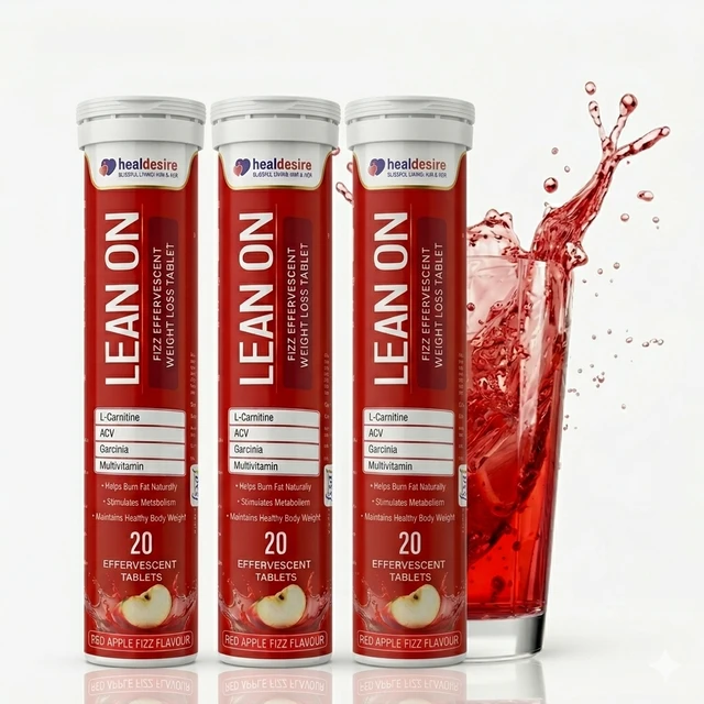 Lean On Weight Loss Effervescent Tablets Apple Flavour | L-Carnitine, ACV, Garcinia | Metabolism & Fat Burner | 20 Tablets